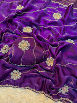 Space silk saree with handwork