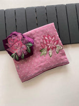 Chiffon butti hand-painted sarees