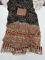 Ajrak mirror work sarees