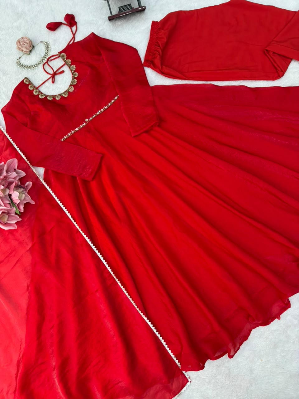 Designer Space Silk Anarkali Set
