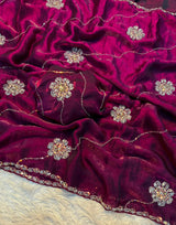 Space silk saree with handwork