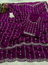 Space silk viral beads sarees