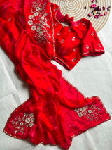 Premium Space Silk Handwork saree(unstitched)