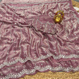Space silk viral beads sarees