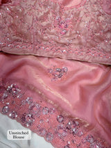 Space silk satin with beads work