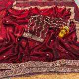 Space silk handwork saree with stitched blouse