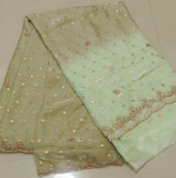 Space silk zari butii with handwork