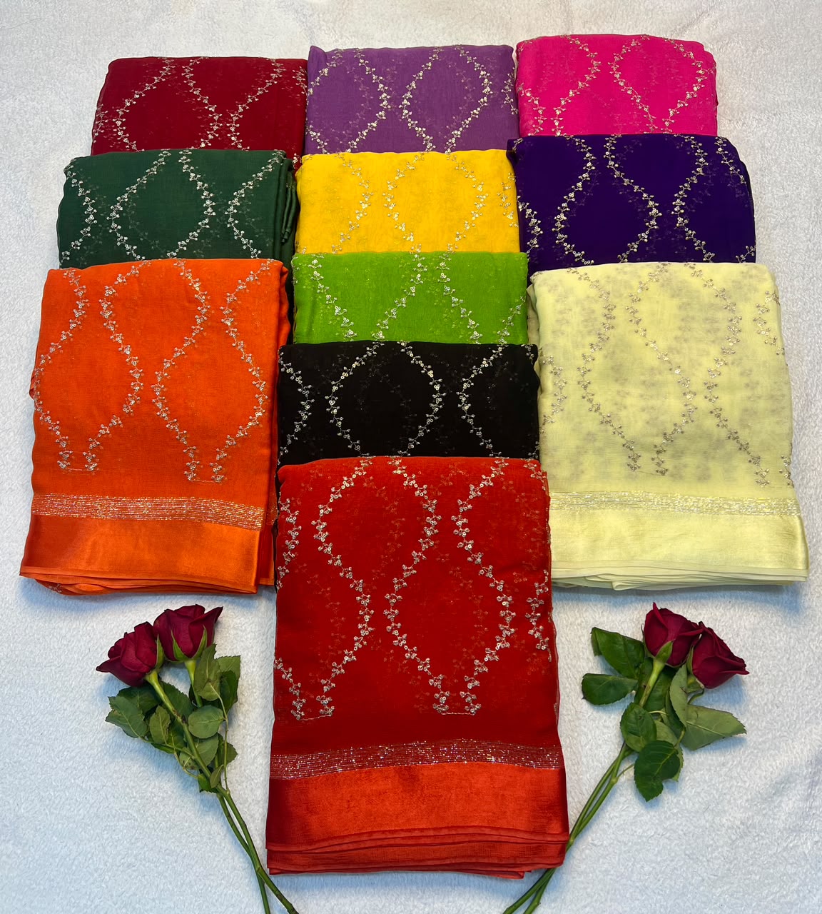 Viscose Georgette Sattin border
