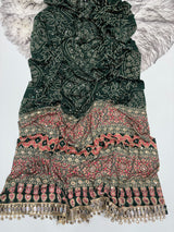 Ajrak mirror work sarees