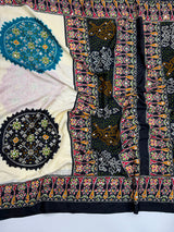 Ajrak crape mirror sarees
