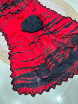 Dyeable chinnon handwork sarees