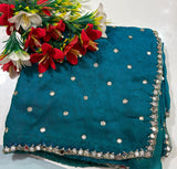 Space silk saree with real mirror work