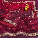 Space silk saree with stitched blouse