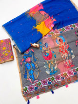 Linen cotton saree with Digital print