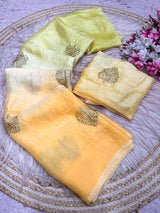 Space silk sarees with beads work