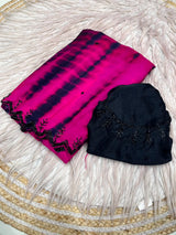 Dyeable chinnon handwork sarees