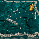 Space silk saree with stitched blouse