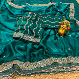 Space silk handwork saree with stitched blouse